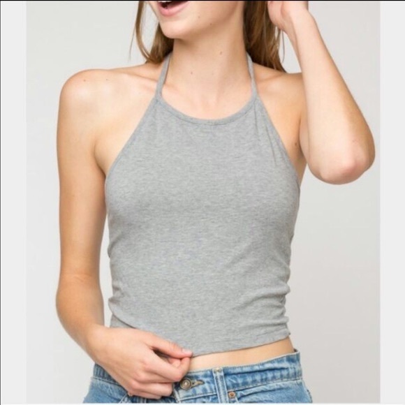 Brandy Melville Tops - Brandy Melville heather gray halter top
